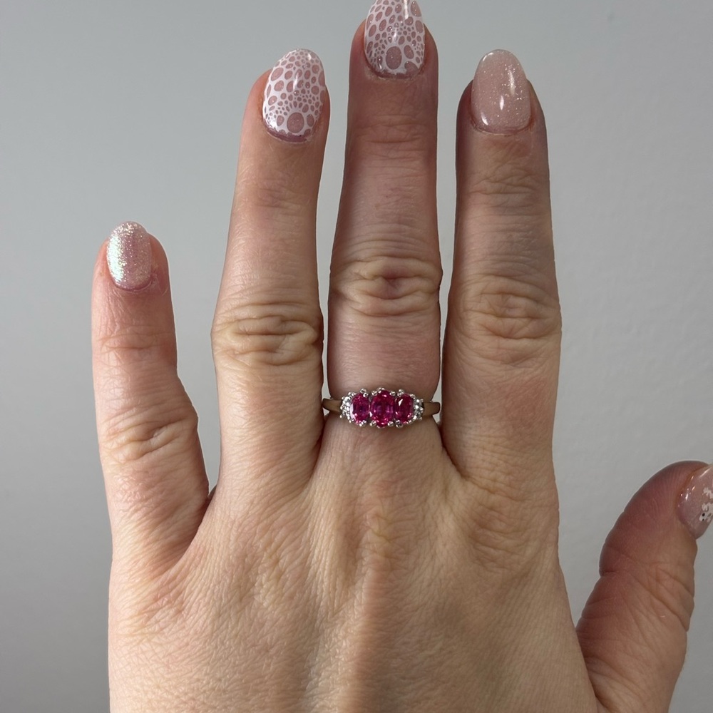 9K Gold Natural Bright Pink Sapphires Ring, $1495 APPRAISED, size 6 - Picture 8 of 11